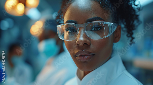 Close-up of a nurse, doctor in glasses and a white coat. Health care.