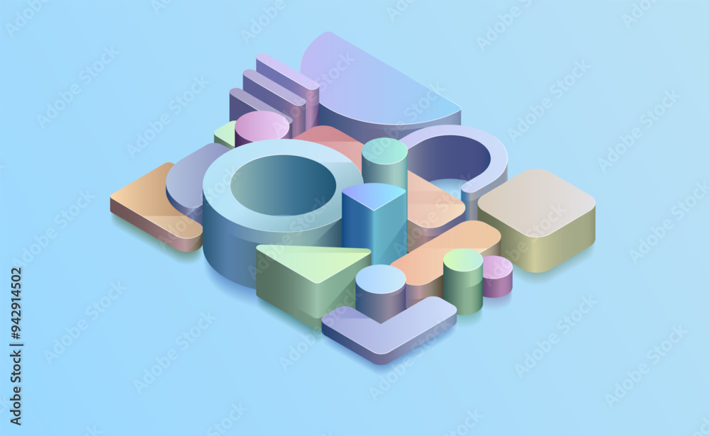 3D image of geometric figures. Vector illustration. Sketch for creativity. 3D image of geometric figures. Vector illustration. Sketch for creativity.
