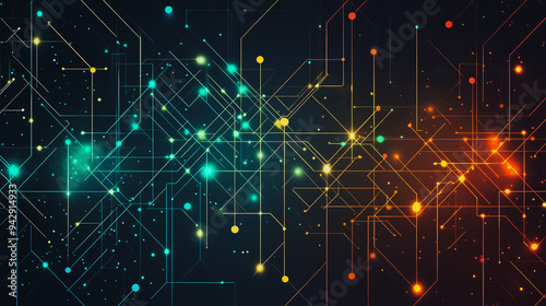 Wallpaper Mural Abstract business connection of lines from nodes It is connected to endless nodes and represents the innovation of communication cyber security in the network background Torontodigital.ca