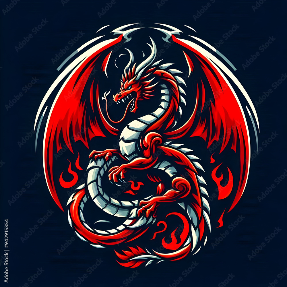 Fototapeta premium Dragon illustration Dragon poster Dragon banner Dragon logo