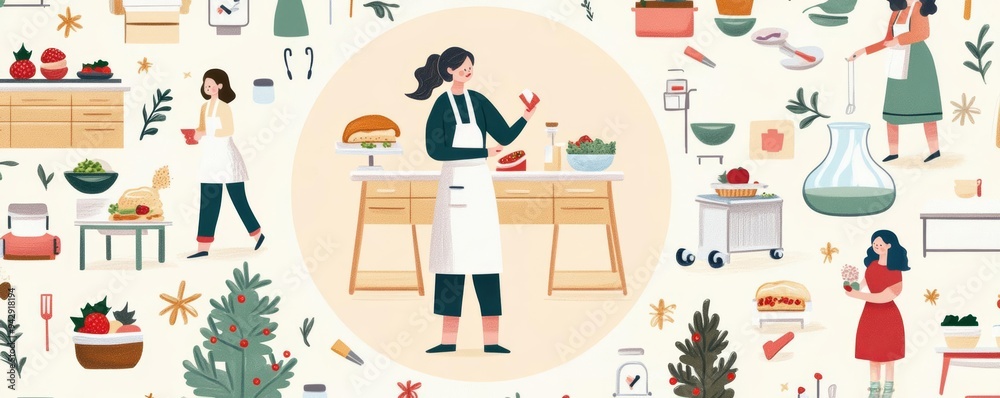 Design a vibrant pattern featuring a dedicated Dietitian with circle behind Design a vibrant pattern featuring a dedicated Dietitian with circle behind