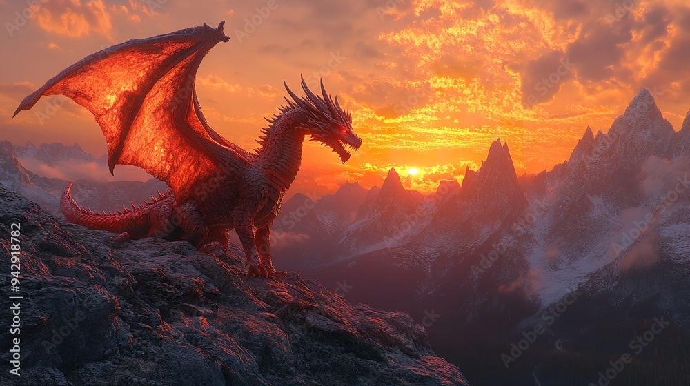 Fototapeta premium dragon in a fantastical landscape