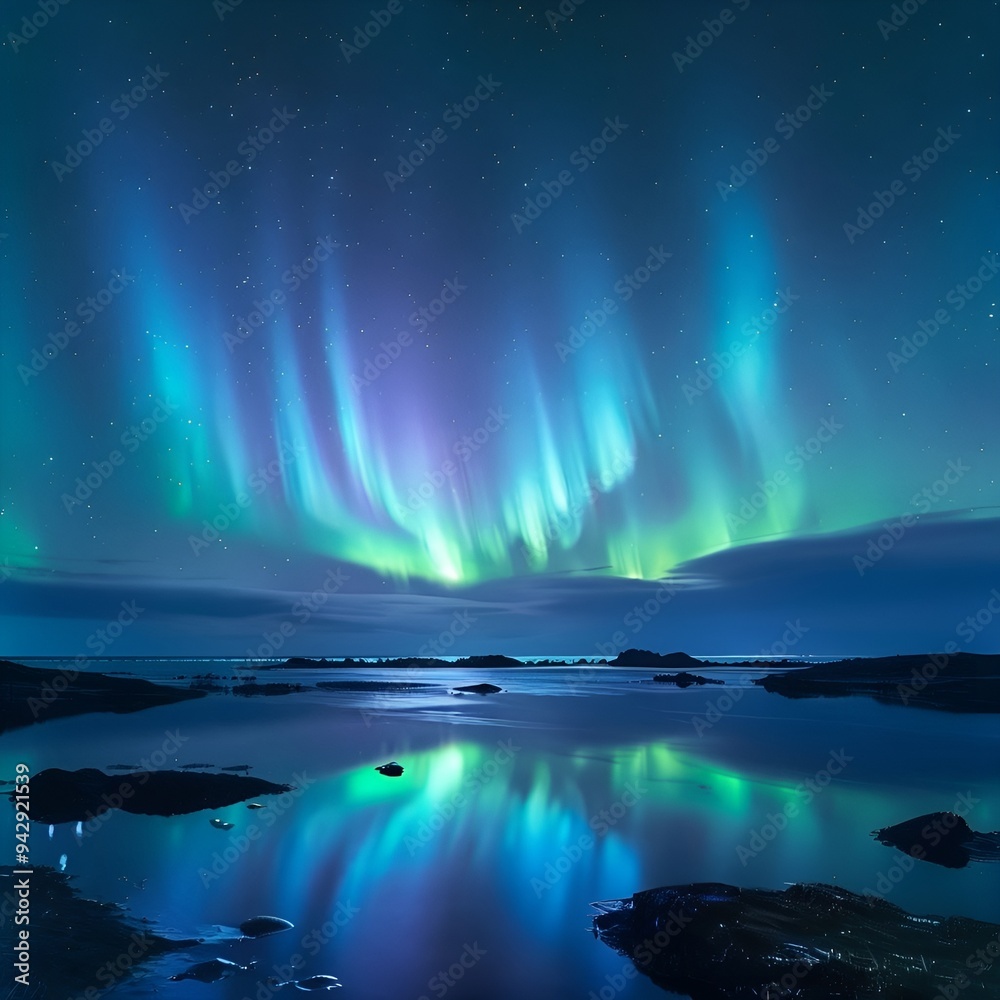 Naklejka premium Aurora over the mountains