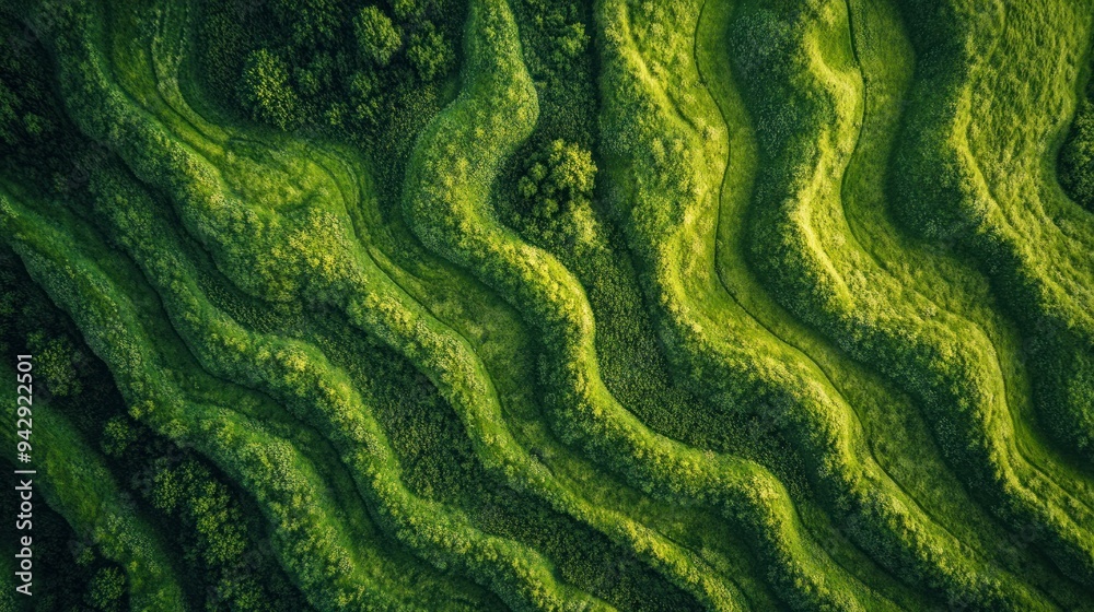 Aerial View of Rolling Green Hills with Lush Vegetation Aerial View of Rolling Green Hills with Lush Vegetation