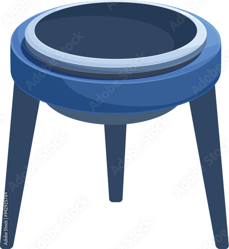 Empty round stool standing on three legs icon cartoon style