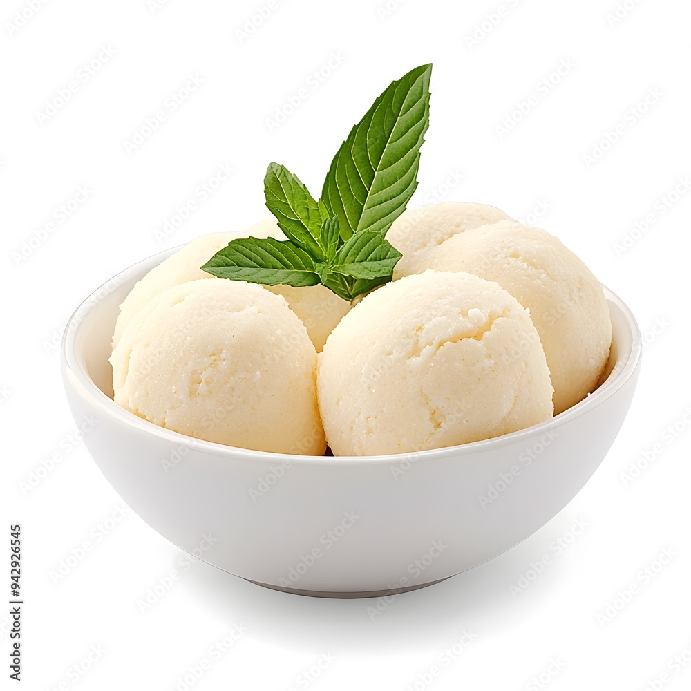 Macro Shot of Perfectly Crafted Indian Rasgulla Dessert Isolated on White Background Macro Shot of Perfectly Crafted Indian Rasgulla Dessert Isolated on White Background