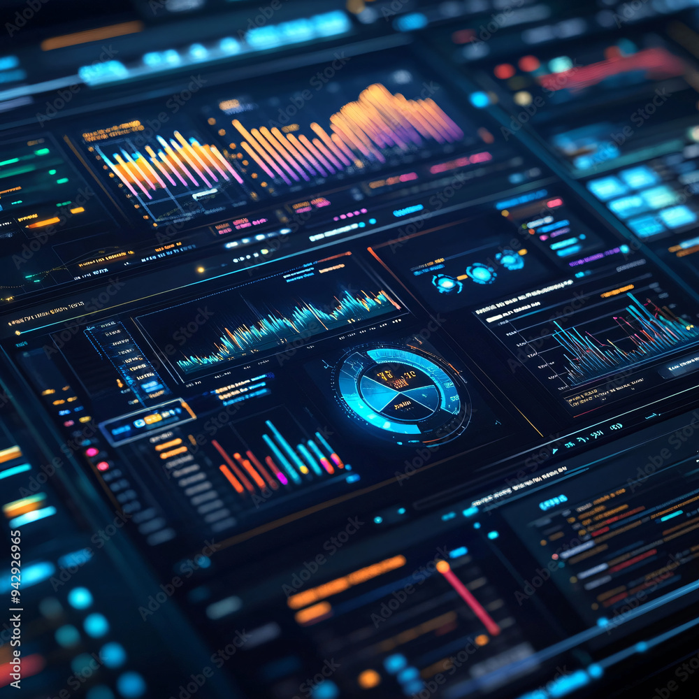 Obraz premium A digital dashboard displaying real-time data analytics.