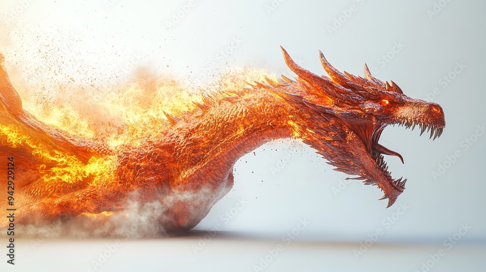 Isolated dragon breathing fire on a transparent background. Isolated dragon breathing fire on a transparent background.