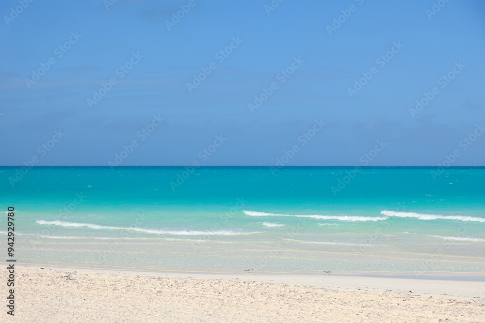 The front Seaview, bright blue with clear sky. Ocean deep indigo in daylight. Calm, summer sea, relax, travel concept The front Seaview, bright blue with clear sky. Ocean deep indigo in daylight. Calm, summer sea, relax, travel concept
