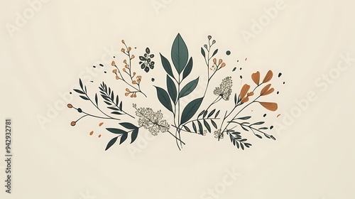 A brand logo featuring hand-drawn plant motifs in a contemporary style