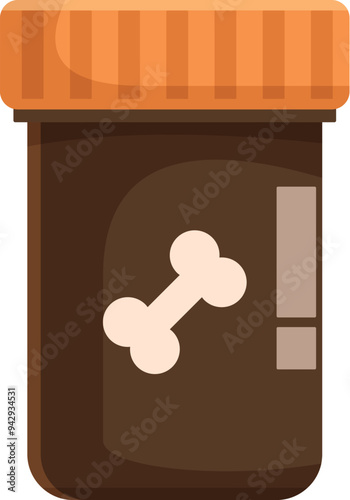 Dog food container with bone symbol representing pet nutrition