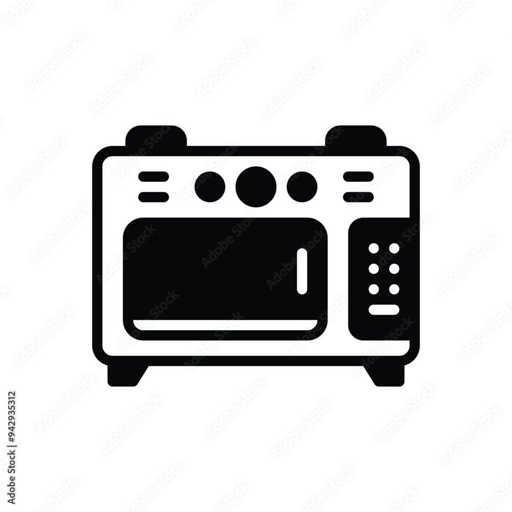 Black solid icon for microwave