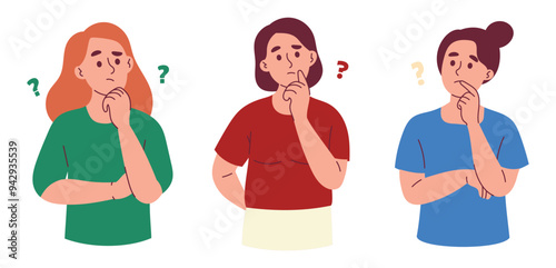 Woman and Thinking about Something, Puzzled Expression