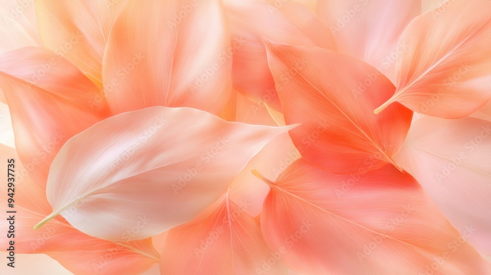 A close up of pink leaves with a soft, delicate appearance. Concept of tranquility and serenity, as the pink leaves seem to be floating in the air. Scene is peaceful and calming A close up of pink leaves with a soft, delicate appearance. Concept of tranquility and serenity, as the pink leaves seem to be floating in the air. Scene is peaceful and calming