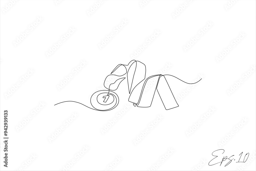 Obraz premium continuous line vector illustration of people sport championship trophy