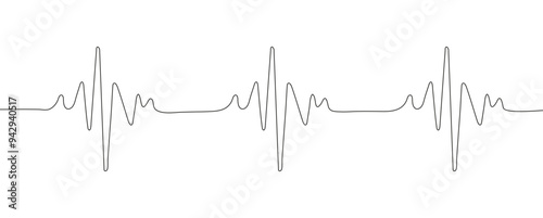 continuous line representing a heartbeat. The design symbolizes heart health, heart attacks, and the treatment of cardiovascular diseases.