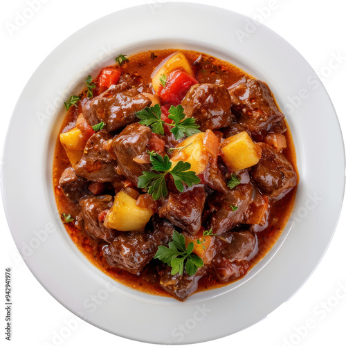 Hungarian goulash isolated on transparent background. 