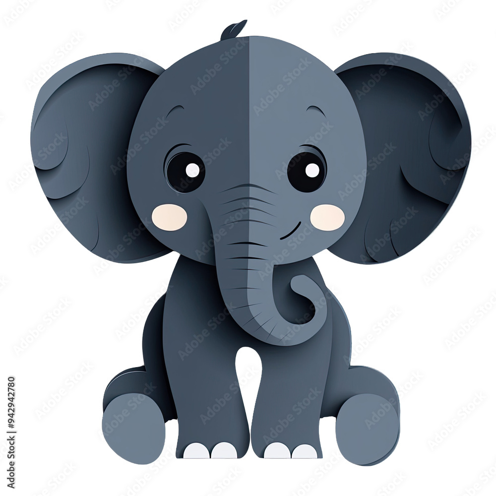 Obraz premium Gentle elephant with watercolor splashes in soft grays