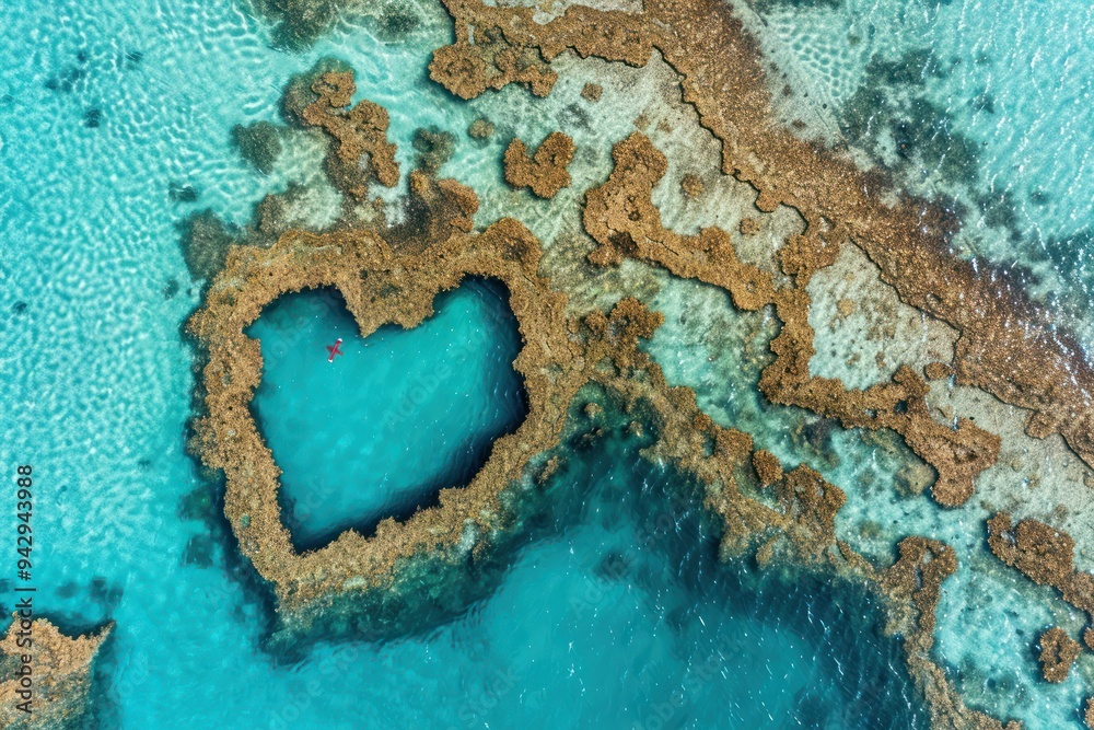 Obraz premium Heart Shaped Lagoon in Tropical Waters