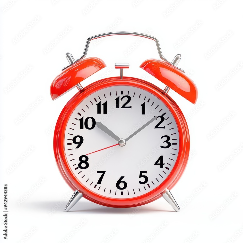 Traditional alarm clock showing 7:00 AM, isolated on a white background Traditional alarm clock showing 7:00 AM, isolated on a white background