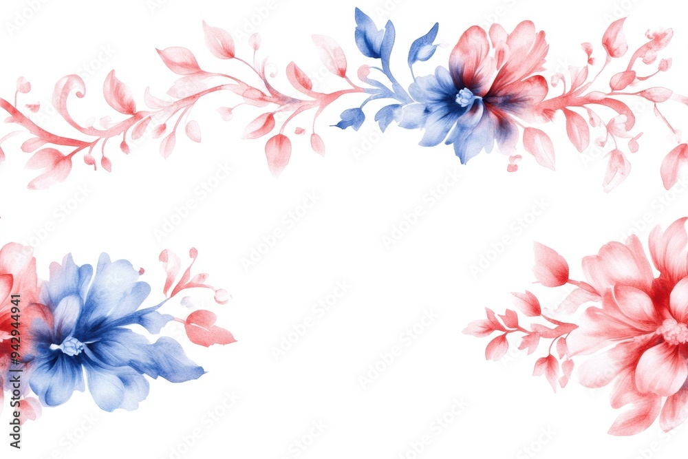 Fototapeta premium damask pattern featuring intricate floral motifs, seamlessly flowing in a Watercolor style