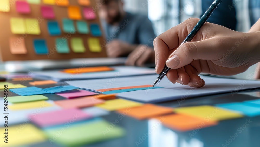 shows people working together on an office table