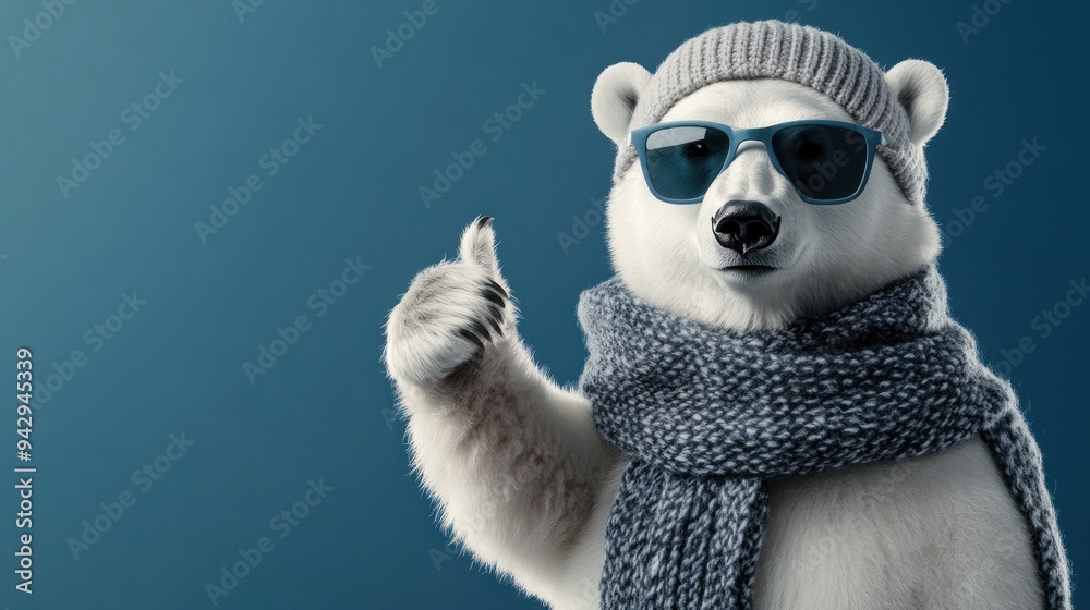 Cool Polar Bear Wearing Sunglasses and a Scarf Cool Polar Bear Wearing Sunglasses and a Scarf