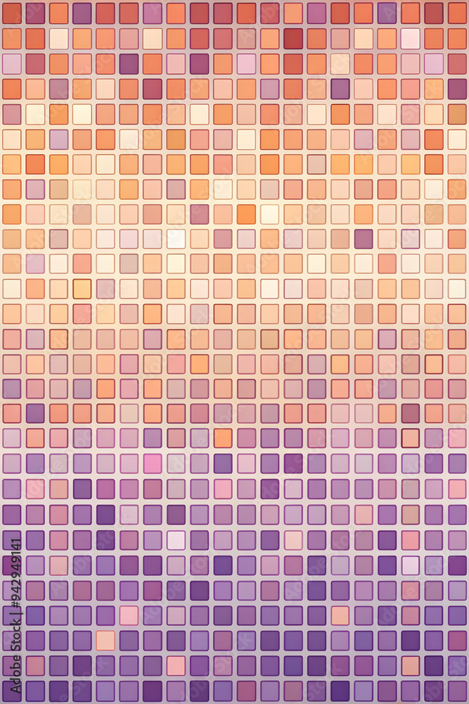 Abstract Mosaic Tiles: A calming and elegant pattern of pastel orange, pink, and purple mosaic tiles. The subtle gradient and soft, blurry effect create a sense of depth and texture. Perfect for creat