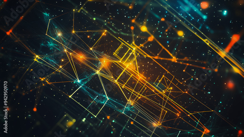Abstract business connection of lines from nodes It is connected to endless nodes and represents the innovation of communication cyber security in the network background