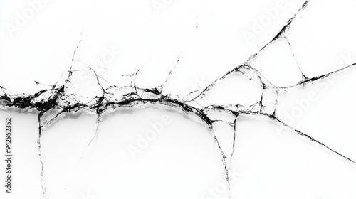 crack in a sheet of glass, isolated on a pure white background