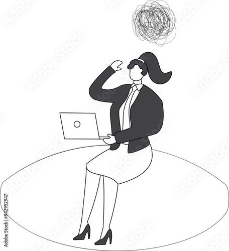 Lonely man sitting on the ground thinking, Businesswoman
