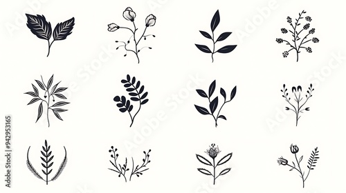 Modern organic logos with hand-drawn botanical elements
