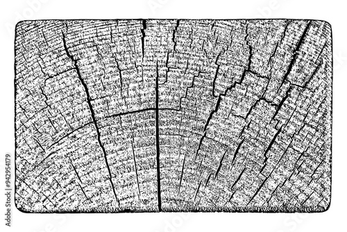 Tree texture on white background. Distressed wood overlay textured. Old wooden design element. Cross section tree rings cut slice. Vector illustration. EPS 10.	
