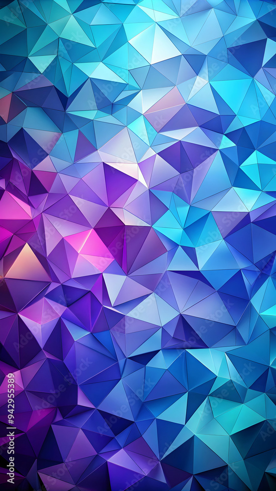 Prismatic Geometry: A vibrant tapestry of low-poly triangles in a spectrum of blues and purples. Prismatic Geometry: A vibrant tapestry of low-poly triangles in a spectrum of blues and purples.