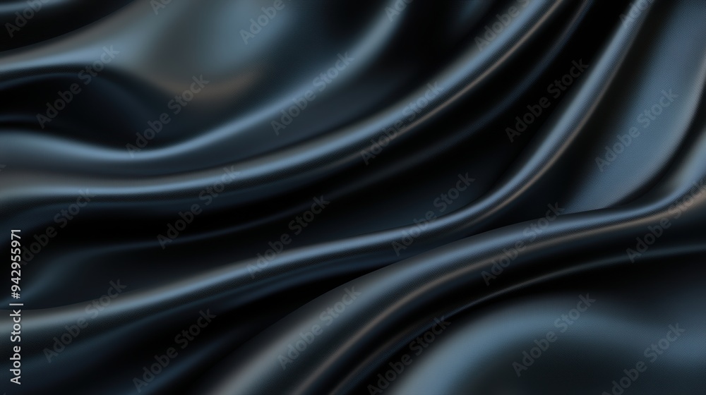 A black fabric with a shiny texture. The fabric is long and has a smooth surface. Concept of luxury and elegance A black fabric with a shiny texture. The fabric is long and has a smooth surface. Concept of luxury and elegance