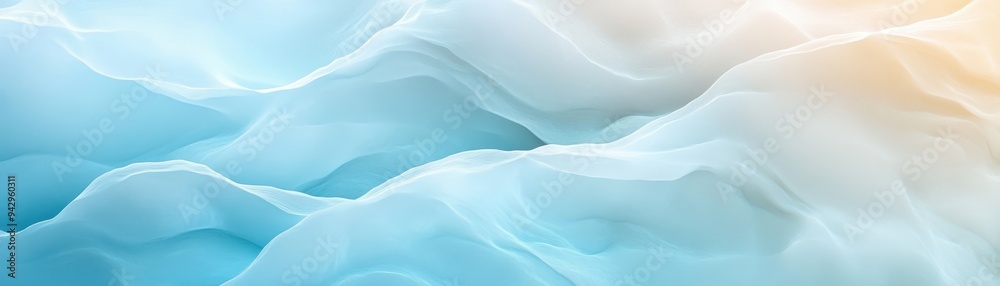 Obraz premium A blue and white wave with a yellow hue. The wave is made up of many small dots