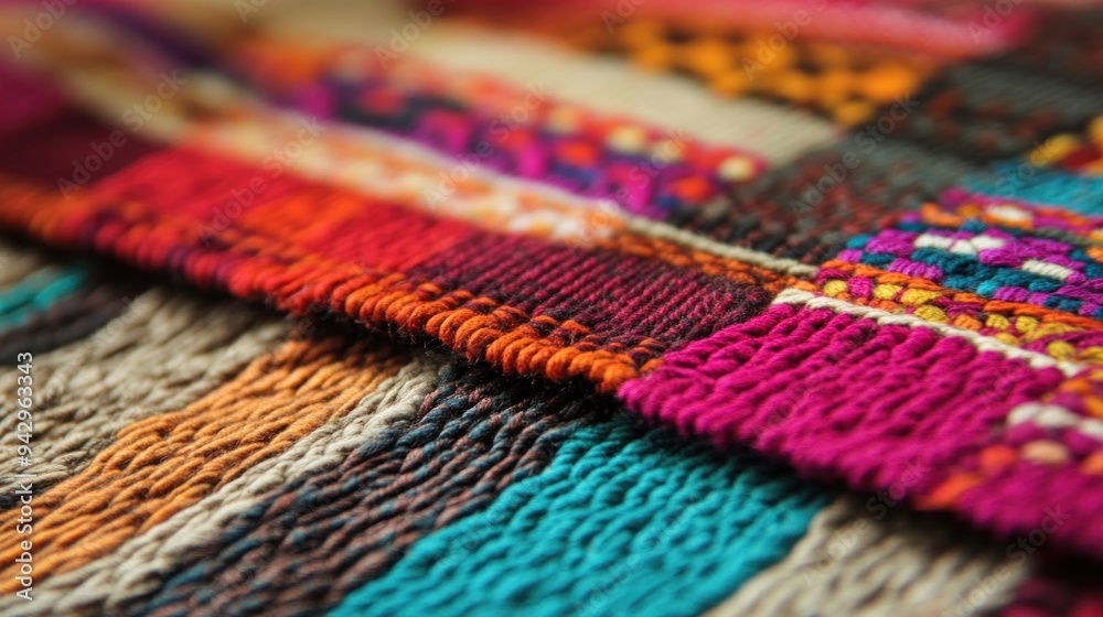 Closeup of Colorful Woven Fabric