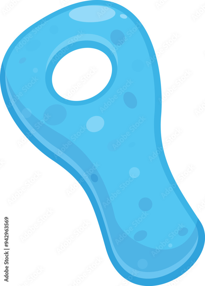 Fototapeta premium Blue microorganism bacteria is floating with a hole in its body