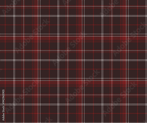 Plaid fabric pattern, brown, red, white, seamless for textile and design clothes skirt pants apron tablecloth blanket or decoration. Vector illustration.