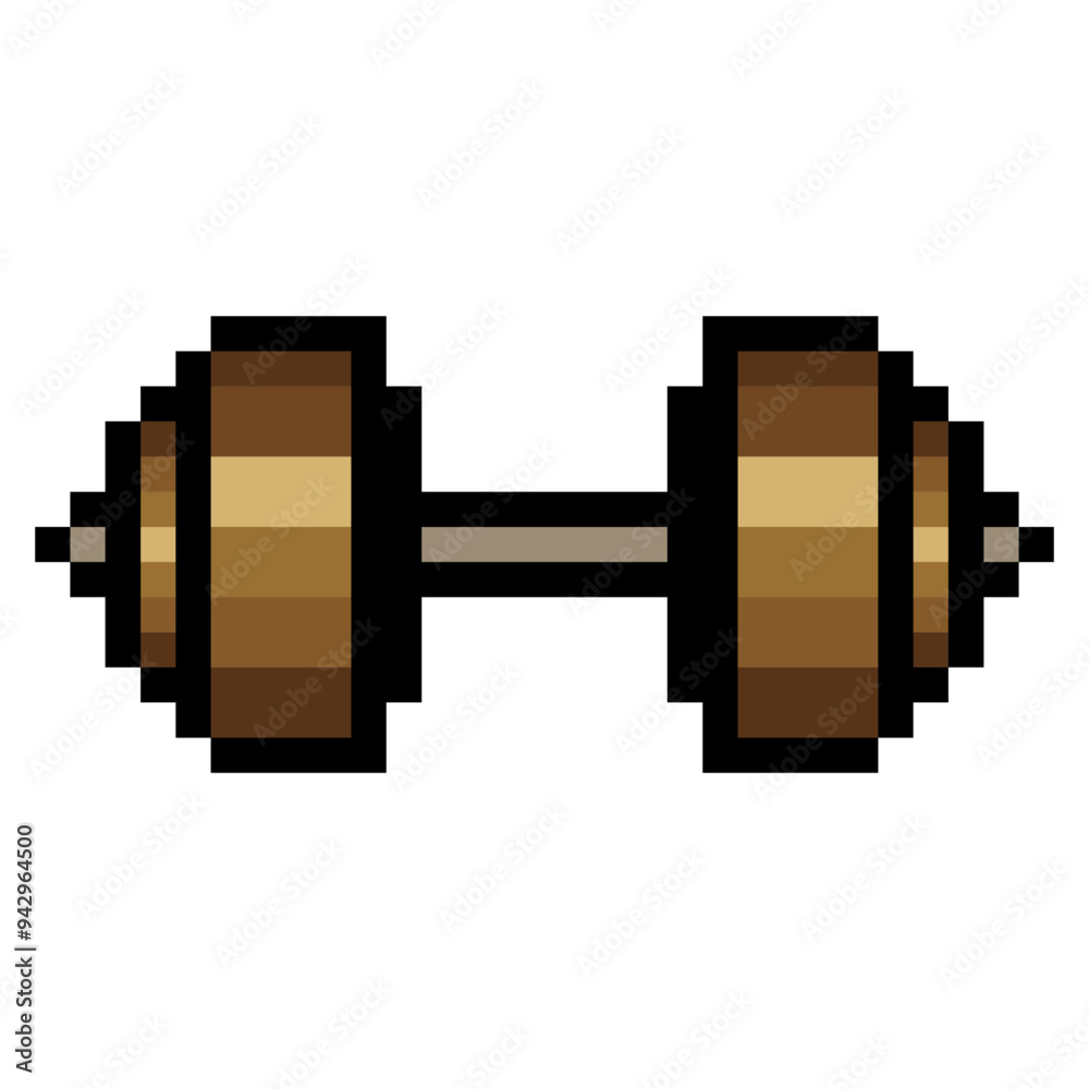 Dumbbell in pixel art style Dumbbell in pixel art style