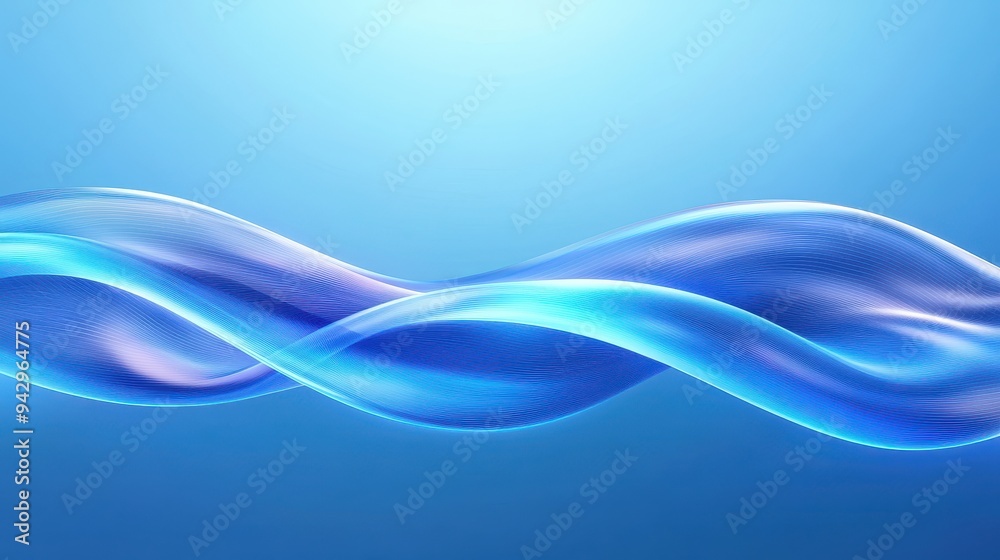 Fototapeta premium A blue wave with a white line in the middle. The blue color is very bright and the white line is very thin