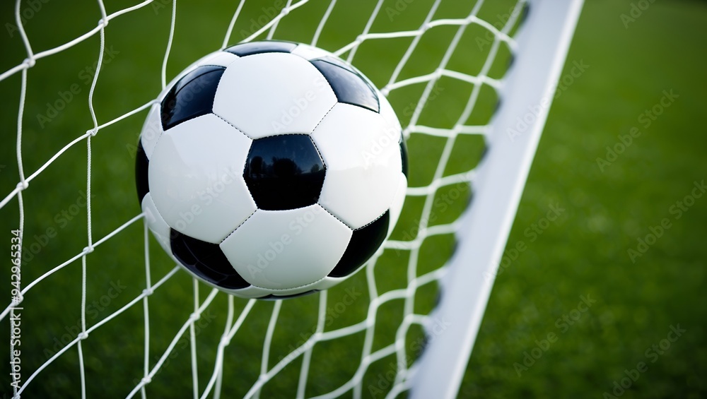 soccer ball in goal net soccer ball in goal net
