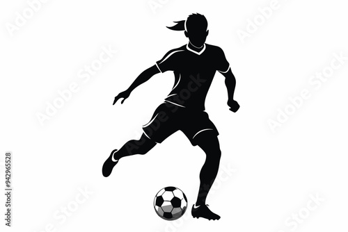 Soccer Player Black Silhouette Design.Faatballer Silhouette,Football.