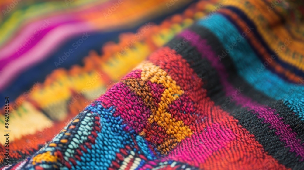 Close-up of Colorful Woven Fabric