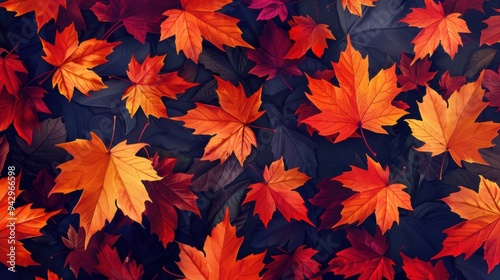 A Vibrant Collection of Autumn Leaves in Rich Tones of Red and Orange