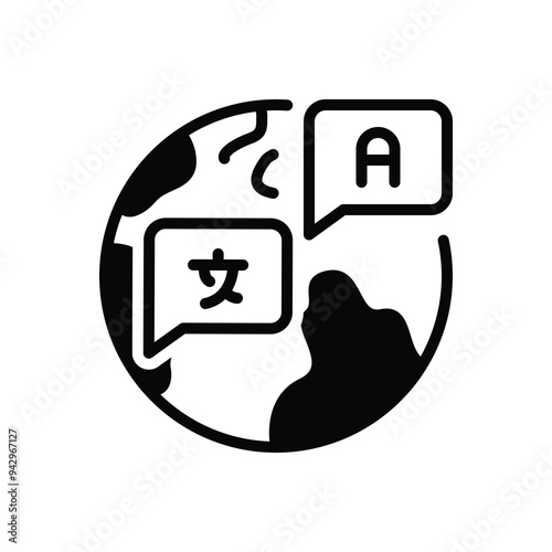 Black solid icon for foreign language