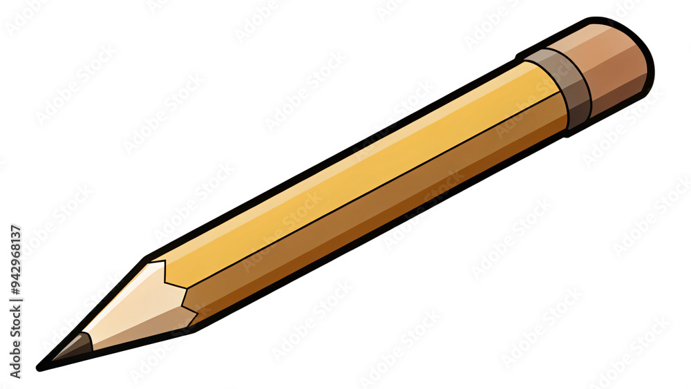 Wooden pencil isolated on white background, perfect for school, office, or art projects Wooden pencil isolated on white background, perfect for school, office, or art projects