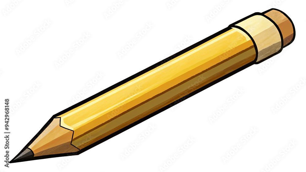 Wooden pencil isolated on white background, perfect for school, office, or art projects Wooden pencil isolated on white background, perfect for school, office, or art projects