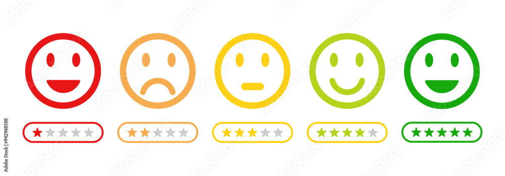 rating emojis set in different colors outline, feedback emoticons collection, happy, neutral, sad and very sad emojis, flat icon set of rating and feedback emojis icons color outline rating emojis set in different colors outline, feedback emoticons collection, happy, neutral, sad and very sad emojis, flat icon set of rating and feedback emojis icons color outline