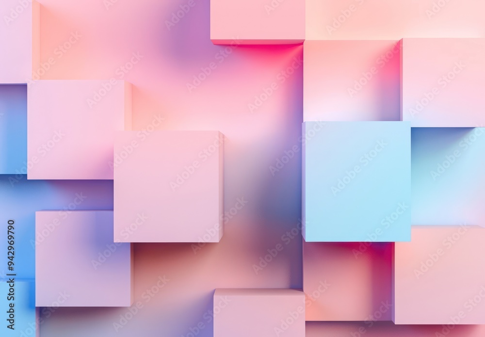 Abstract Pastel Colored 3D Cubes Abstract Pastel Colored 3D Cubes